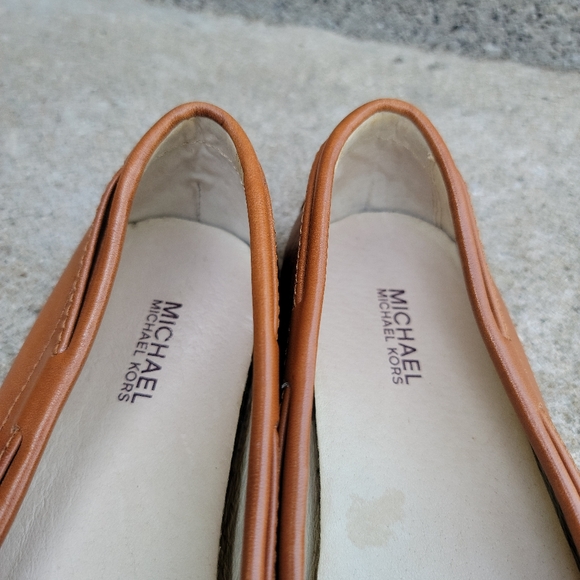 Michael Kors Cognac Brown Leather Bow Mocassin Loafers 7 - Picture 13 of 16